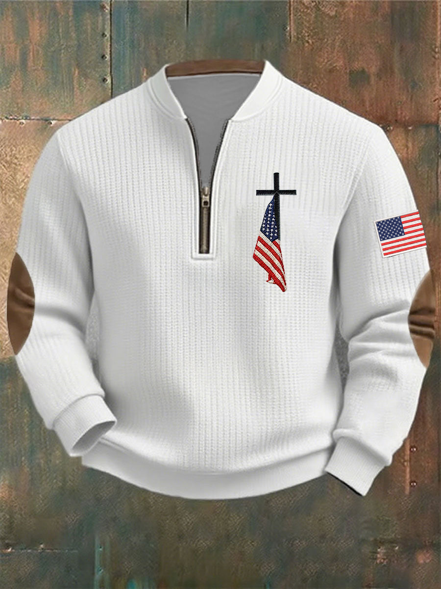 Men's Faith Cross Flag Print Sweatshirt