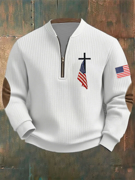 Men's Faith Cross Flag Print Sweatshirt