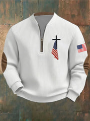 Men's Faith Cross Flag Print Sweatshirt
