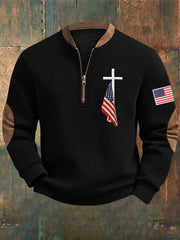 Men's Faith Cross Flag Print Sweatshirt