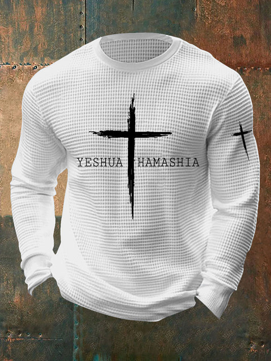 Men's Yeshua Waffle Print Casual T-Shirt