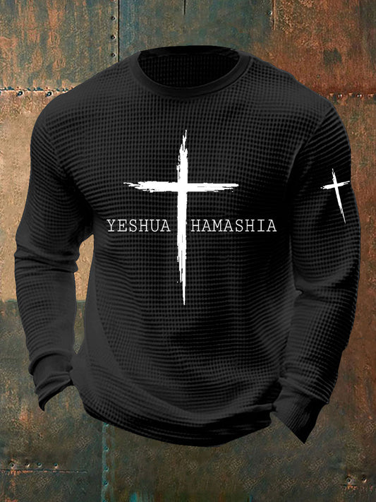 Men's Yeshua Waffle Print Casual T-Shirt