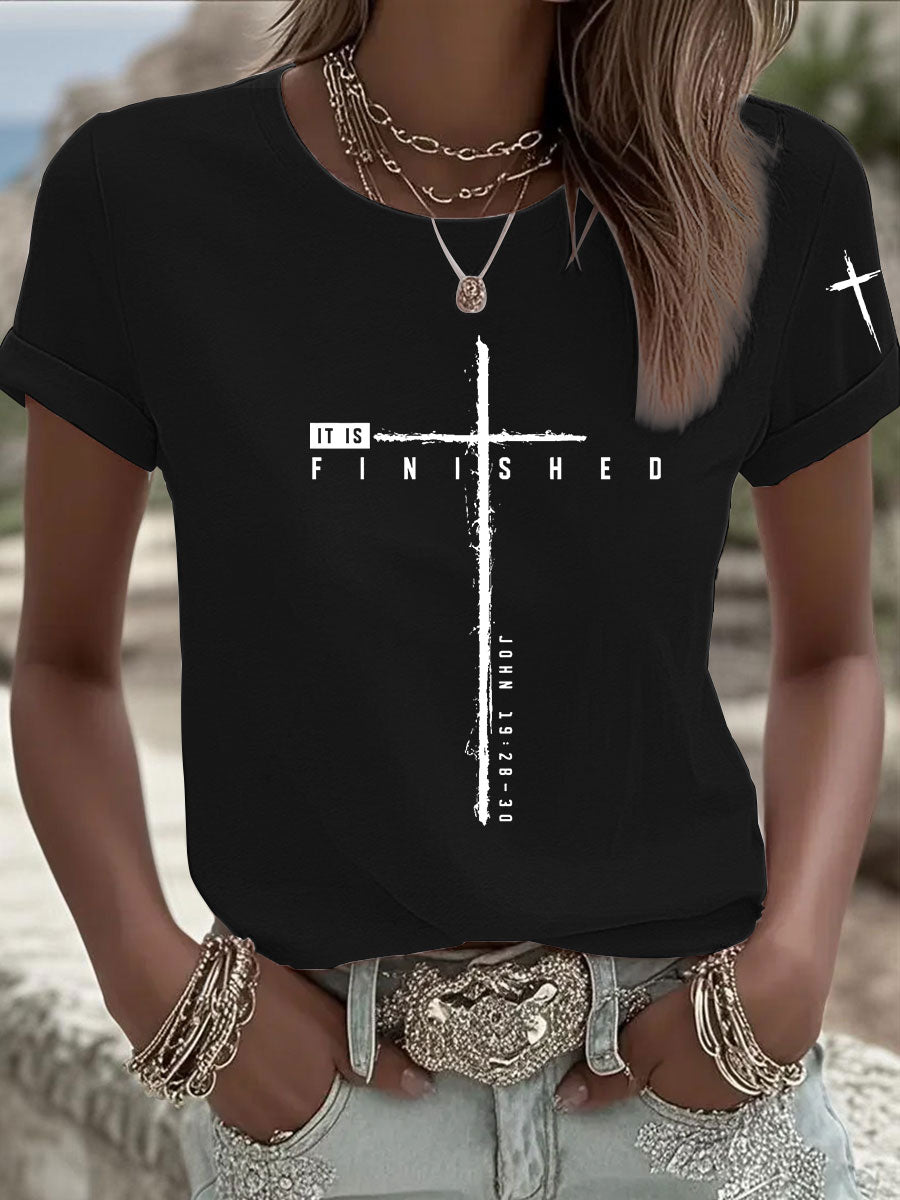Women's It Is Finished Printed Casual T-shirt