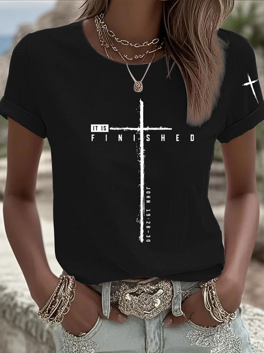 Women's It Is Finished Printed Casual T-shirt