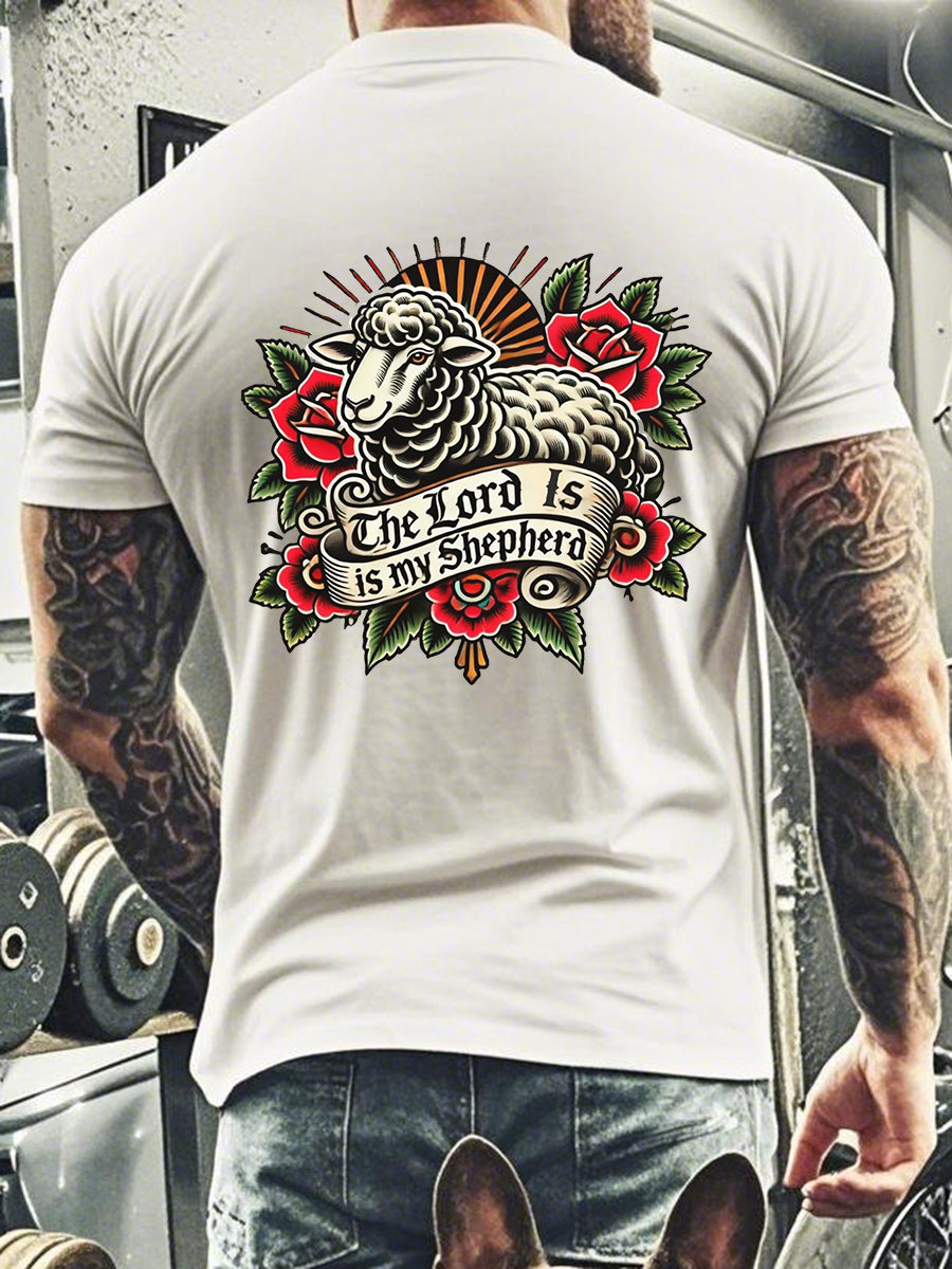 Men's Lord Is My Shepherd Tattoo Short-sleeved T-shirt