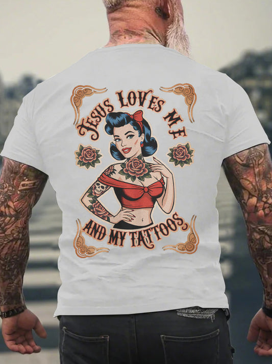 Men's Jesus Love Me And My Tattoos Short-sleeved T-shirt