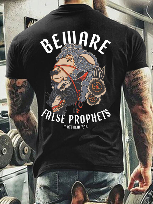 Men's Beware False Prophets Matthew 7:15 Short-sleeved T-shirt
