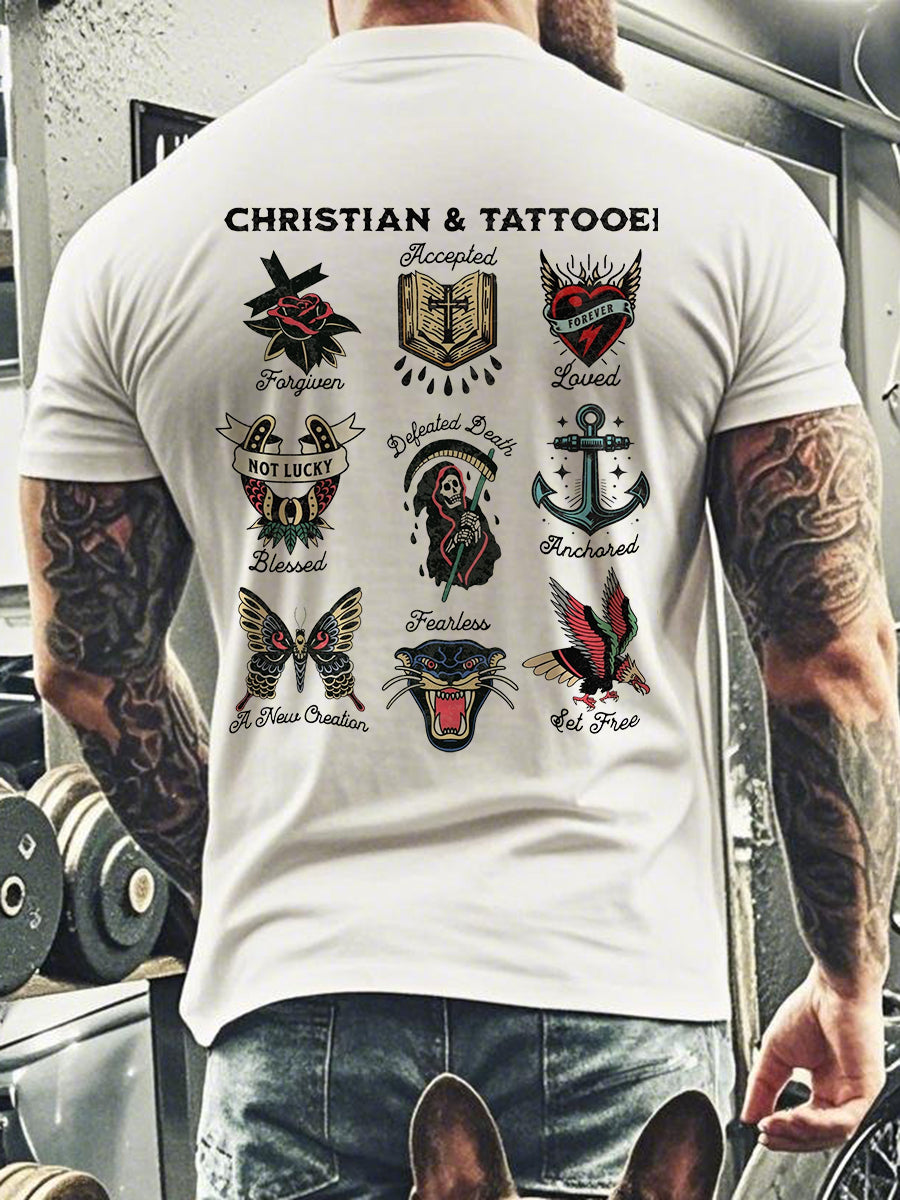 Men's Tattoo-Inspired Christian Short-sleeved T-shirt