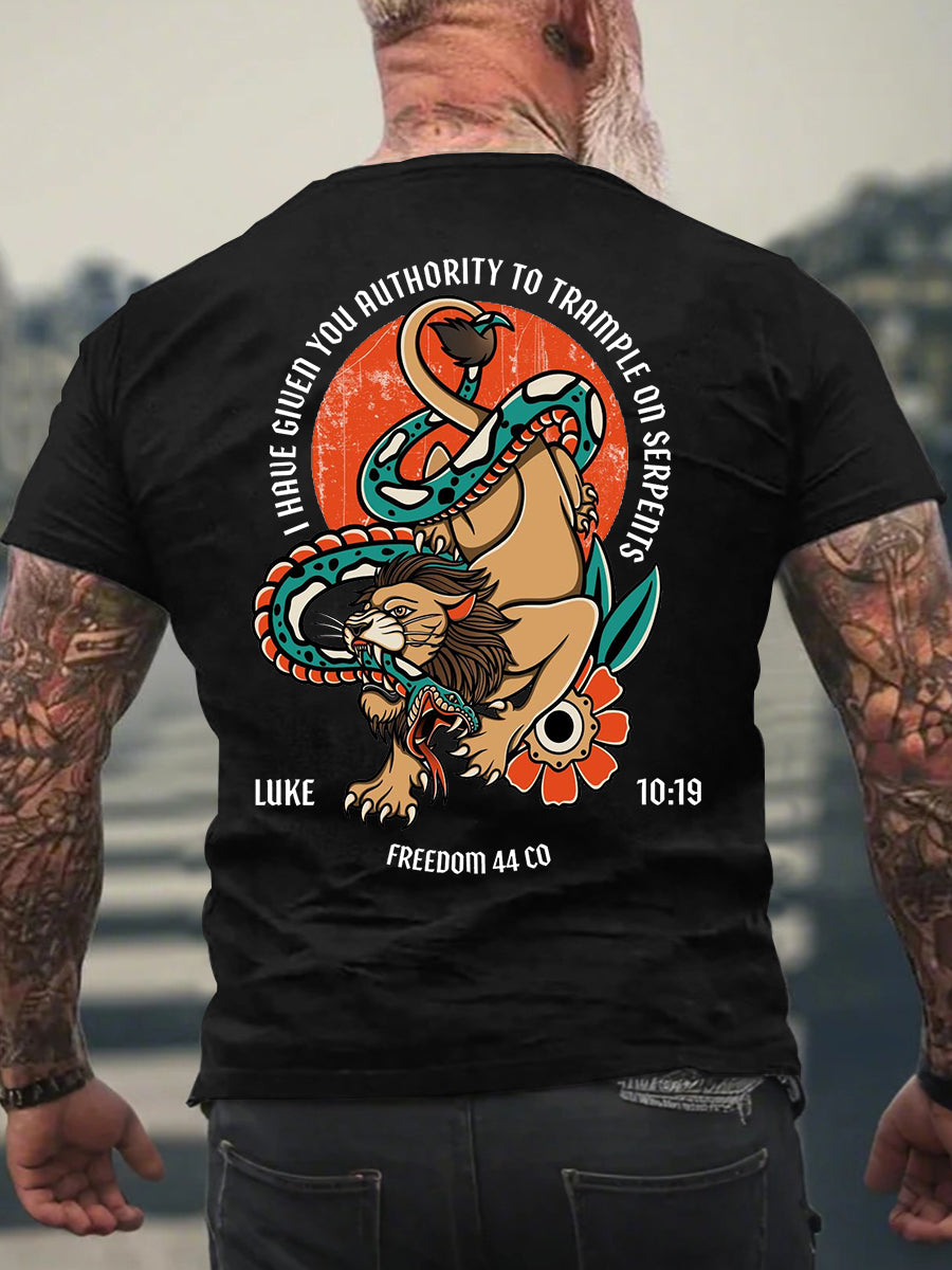 Men's Christian Tattoo Luke 10:19 Short-sleeved T-shirt