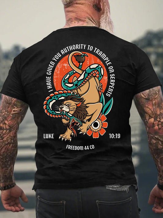 Men's Christian Tattoo Luke 10:19 Short-sleeved T-shirt