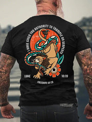 Men's Christian Tattoo Luke 10:19 Short-sleeved T-shirt