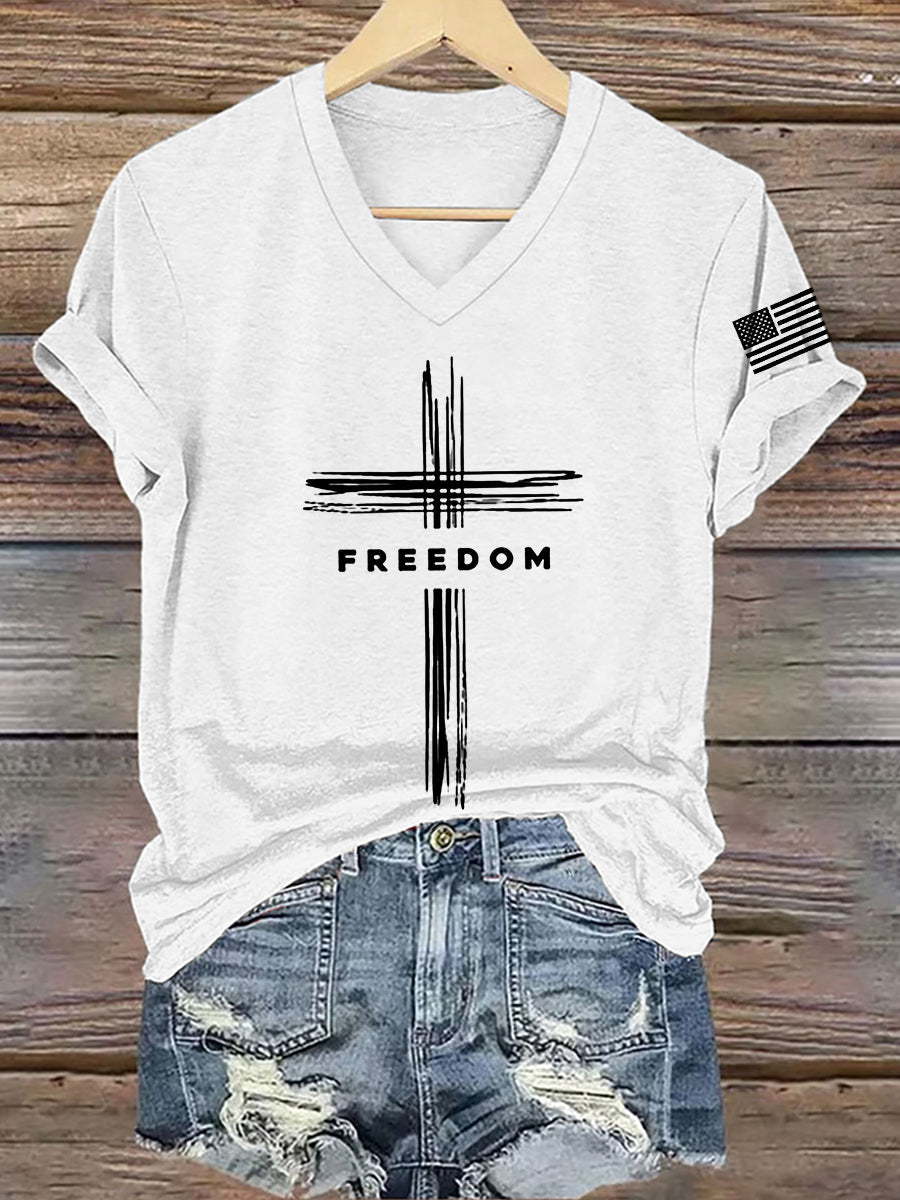 Women's Freedom Cross  Short Sleeve T-Shirt