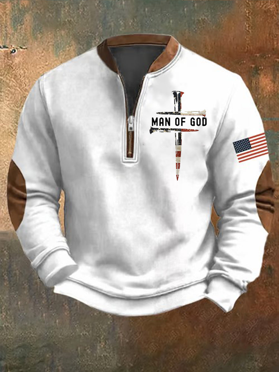 Men's Man Of God Cross Print Sweatshirt