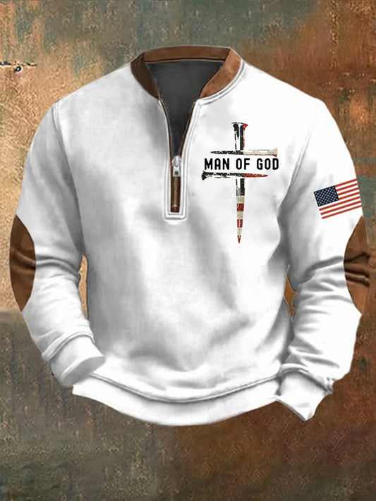 Men's Man Of God Cross Print Sweatshirt
