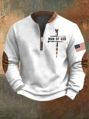 Men's Man Of God Cross Print Sweatshirt