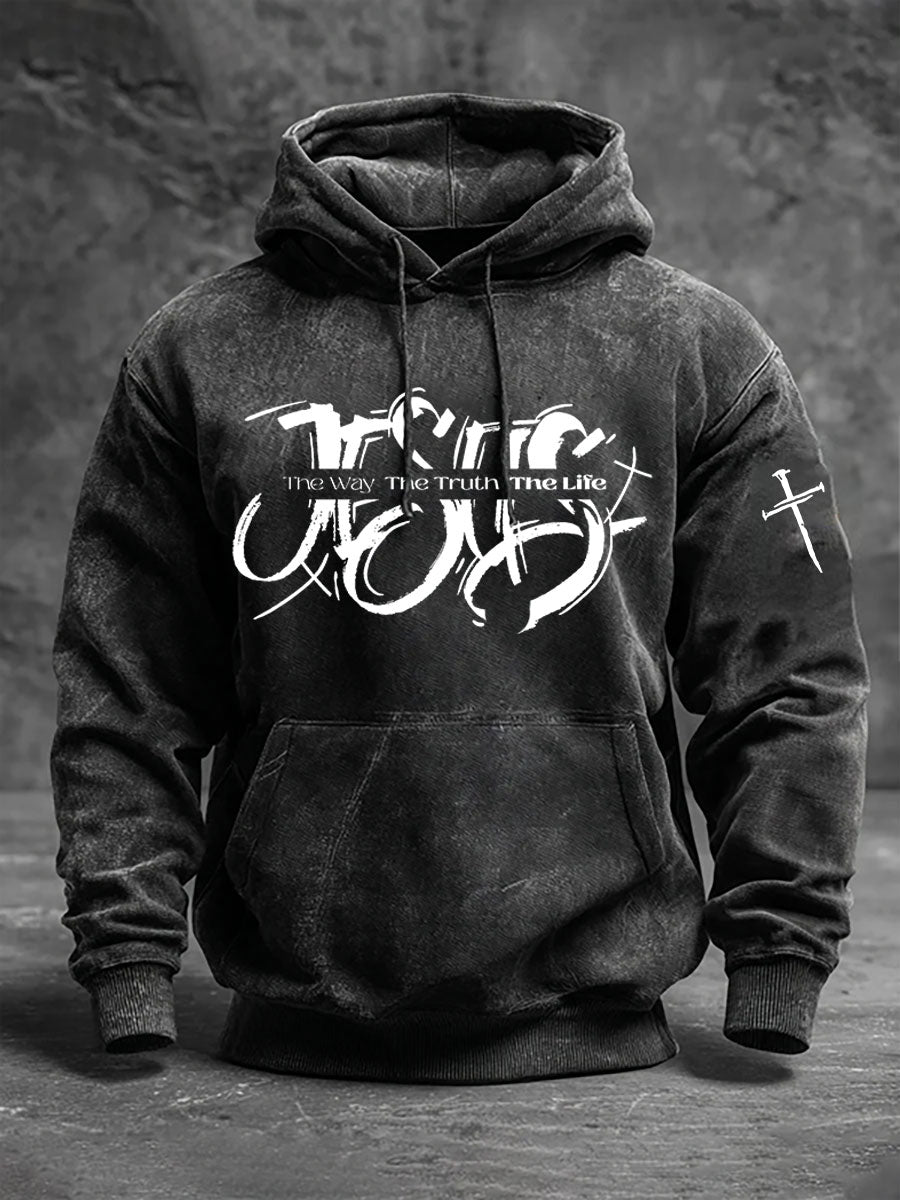 Men's The Way The Truth The Life Printed Casual Hoodie