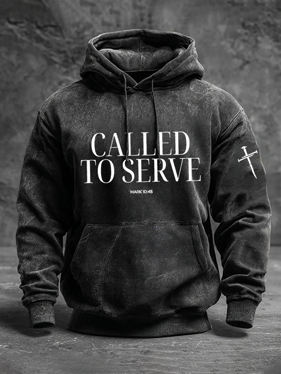 Men's Called To Serve Printed Casual Hoodie