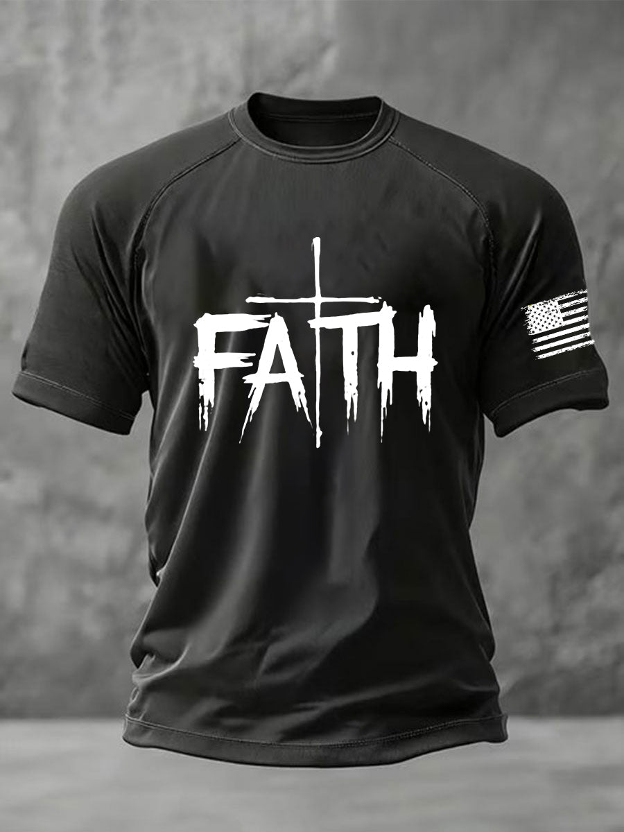 Men's Faith Cross Printed Short Sleeve T-shirt