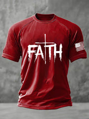 Men's Faith Cross Printed Short Sleeve T-shirt
