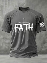 Men's Faith Cross Printed Short Sleeve T-shirt