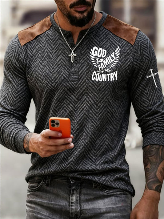 Men's God Family Country Long Sleeve T-Shirt
