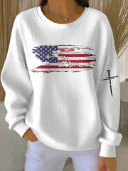 Women's Faith Flag Printed Regular Sweatshirt