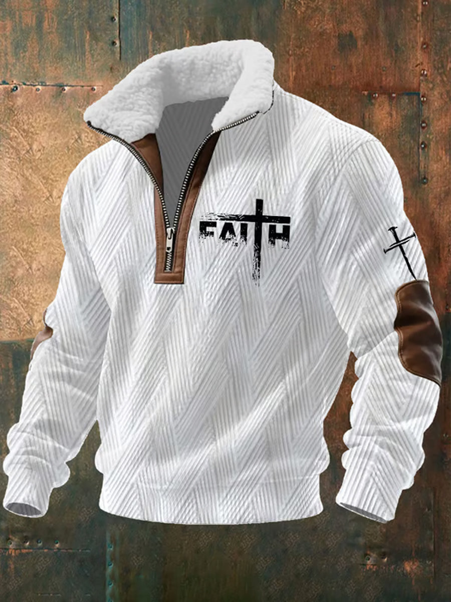 Men's Faith Cross Long Sleeve Zip-up Hoodie