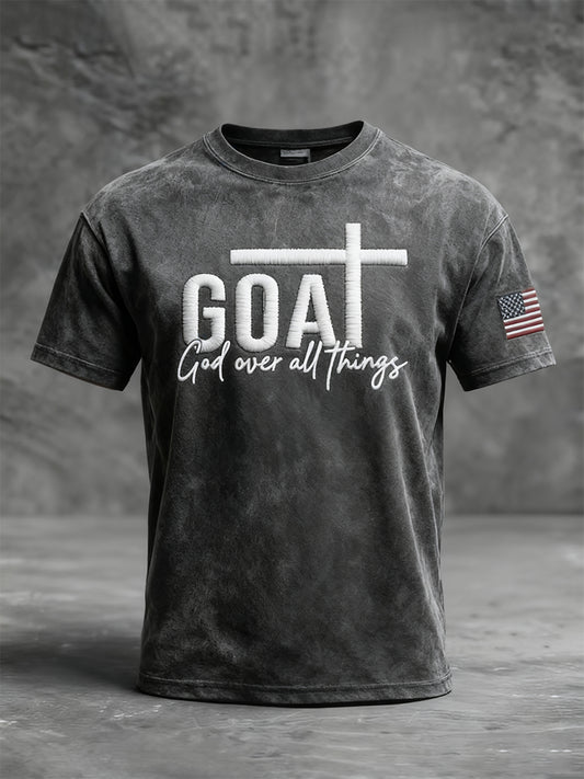 Men's Vintage God Over All Things Cross Short Sleeve T-shirt