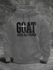 Men's GOAT Print Oversized Drop-Shoulder Hoodie with Pockets