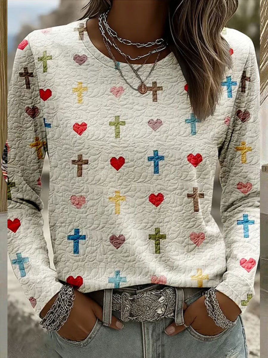 Women's Cross Print Casual T-shirt