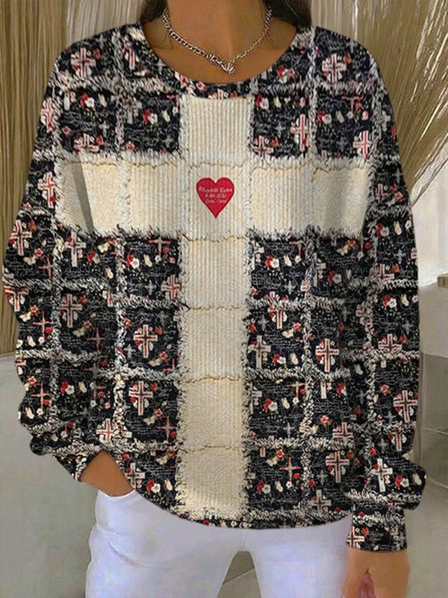 Women's Cross Print Casual Sweatshirt