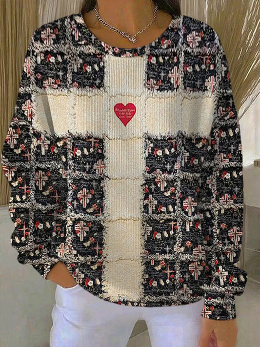 Women's Cross Print Casual Sweatshirt