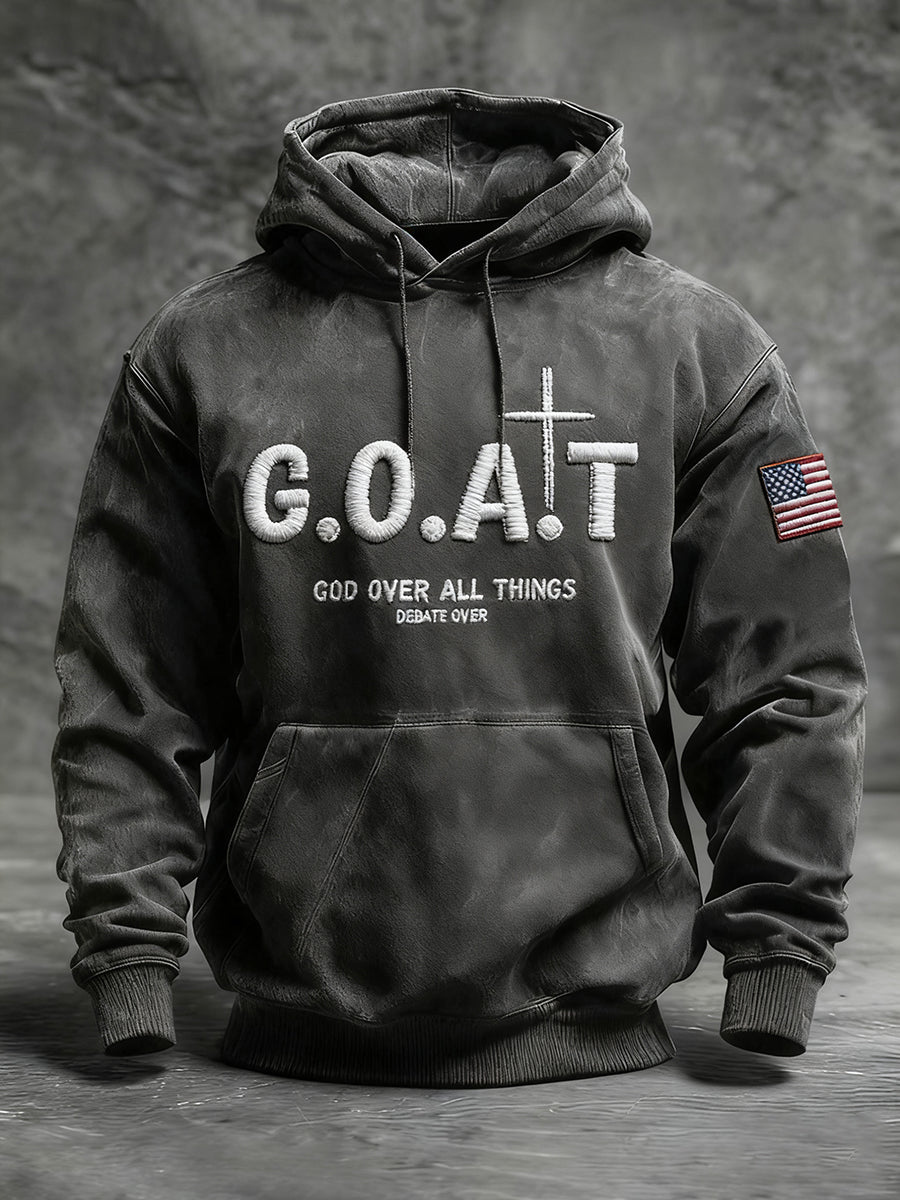 Men's GOAT God Over All Things Faith Cross Sweatshirt