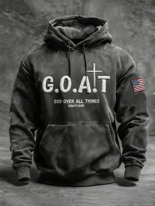Men's GOAT God Over All Things Faith Cross Sweatshirt