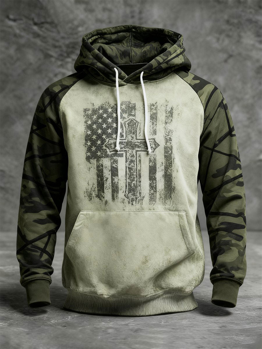 Men's Vintage Faith American Flag Hoodie