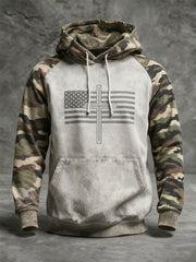 Men's Vintage Faith American Flag Hoodie