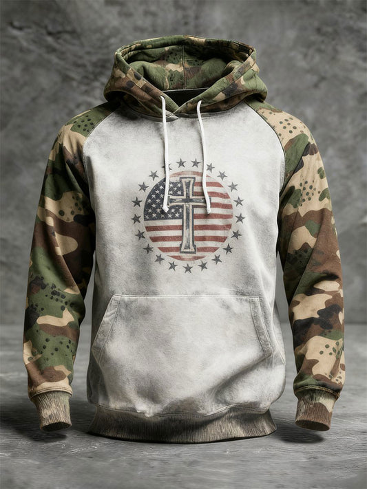 Men's Vintage Faith American Flag Hoodie