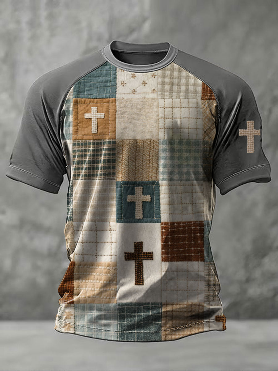 Men's Faith Patchwork Print short sleeve t-shirt