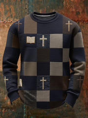 Men's Faith Patchwork Print Crew Neck Sweatshirt