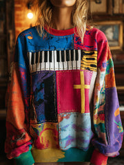 Women's Cross Print Casual Sweatshirt