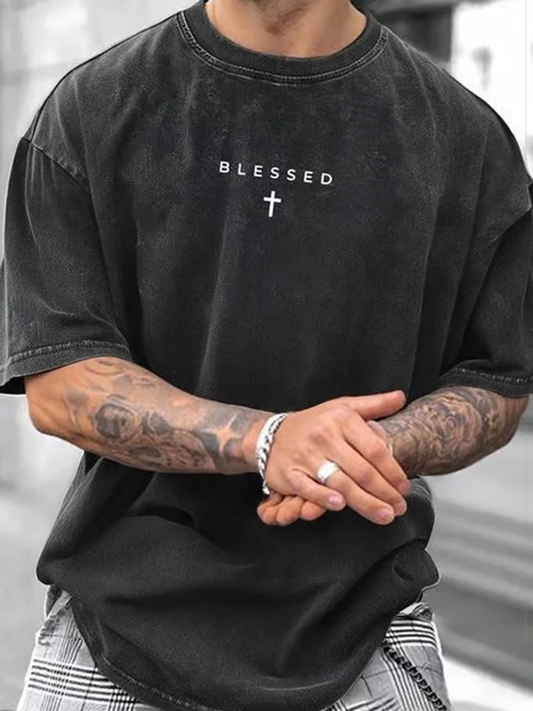 Men's Jesus Blessed Faith Print T-shirt