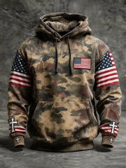 Men's Vintage Faith American Flag Camo Hoodie