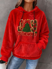 Women's Joy To The World Printed Casual Hoodie