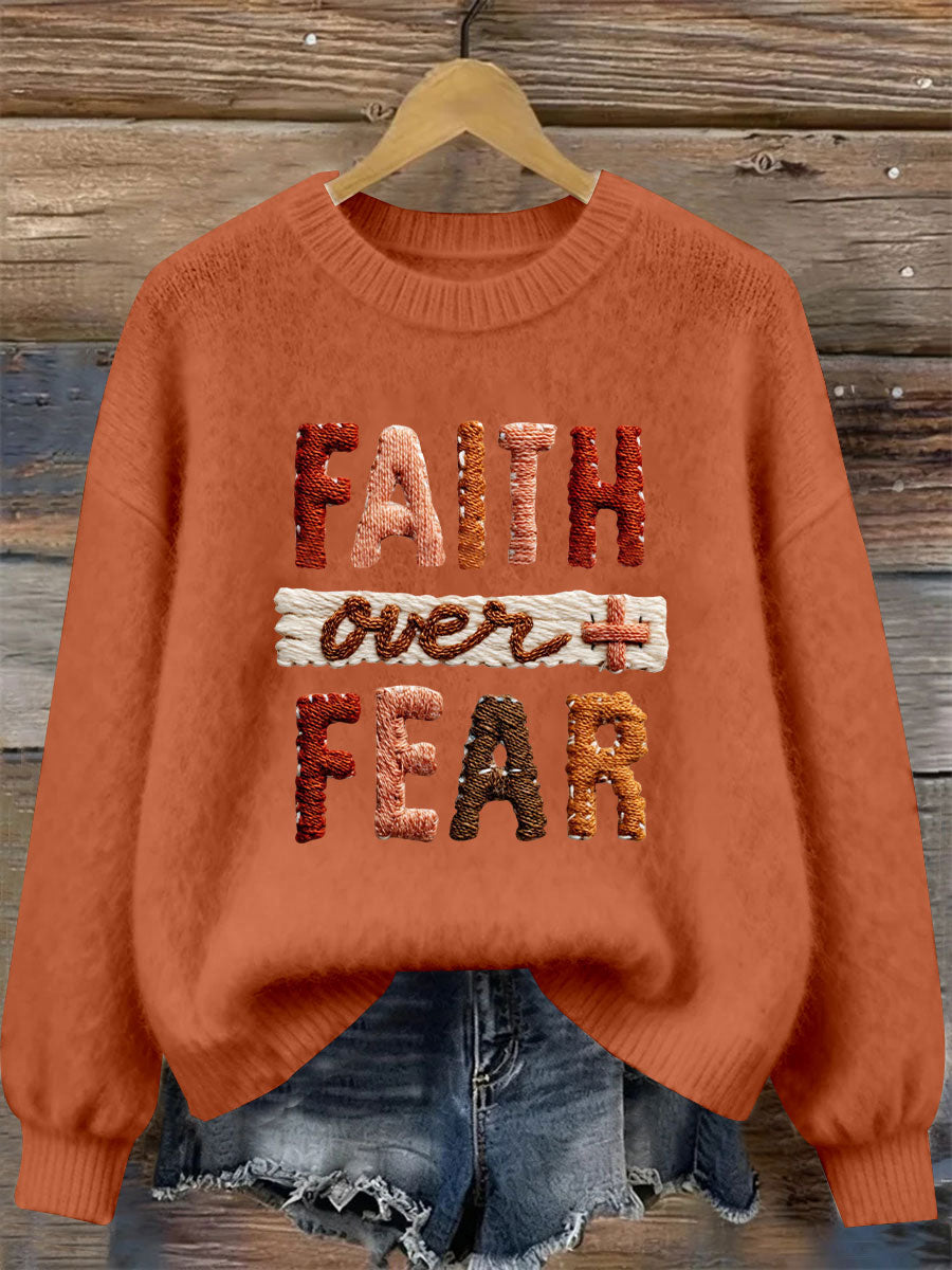 Women's Faith Over Fear Printed Casual Top