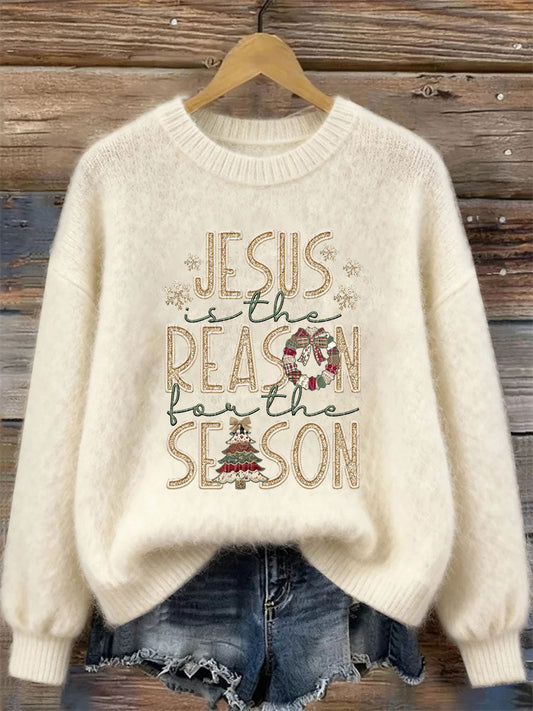 Women's Jesus Is The Reason For The Season Printed Casual Top