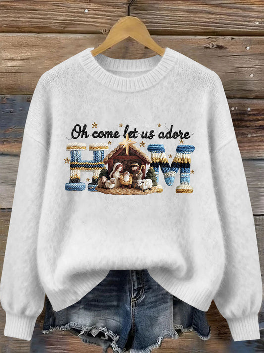 Women's Nativity Print Casual Sweatshirt
