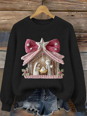 Women's Nativity Print Casual Sweatshirt