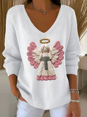 Women's Christmas Angel Print Casual Top