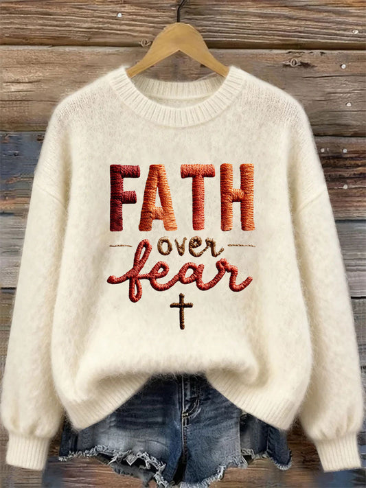 Women's Faith Over Fear Printed Casual Top