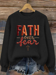 Women's Faith Over Fear Printed Casual Top